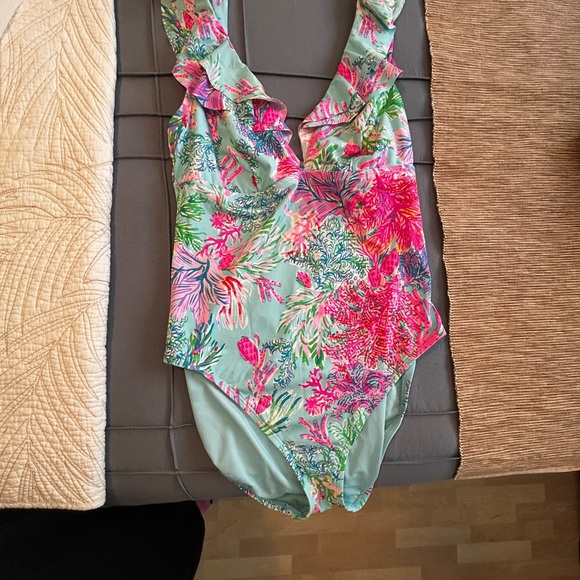 Lilly Pulitzer Other - Lilly Pulitzer Vibrant Green and Pink Floral One Piece Swimsuit